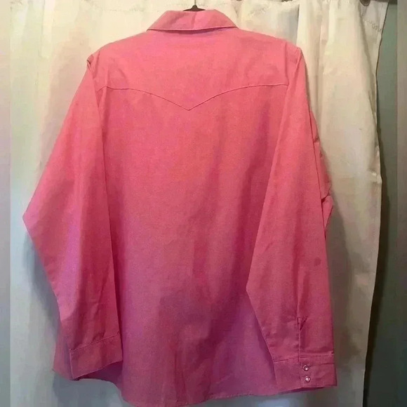 Wrangler western button up pearl snap shirt pink 3xl - Picture 3 of 4